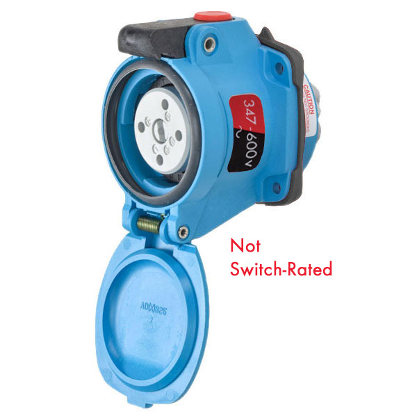 63-14147-352-843 - DSN20 RECEPTACLE POLY BLUE SIZE 1 TYPE 4X IP 69 3P+N+G 20A 347/600 VAC 60 Hz NO AUX STRAIGHT INSERTION PADLOCK PAWL